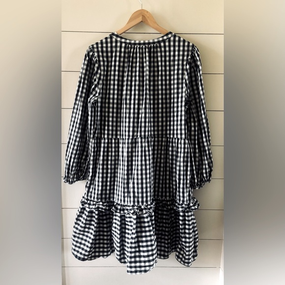 J Crew Black and White Gingham Designer Dress. Spring, summer, flowy, high end. - Picture 2 of 4